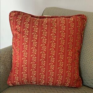 Vintage Waverley terracotta and gold striped decorative throw pillow.
